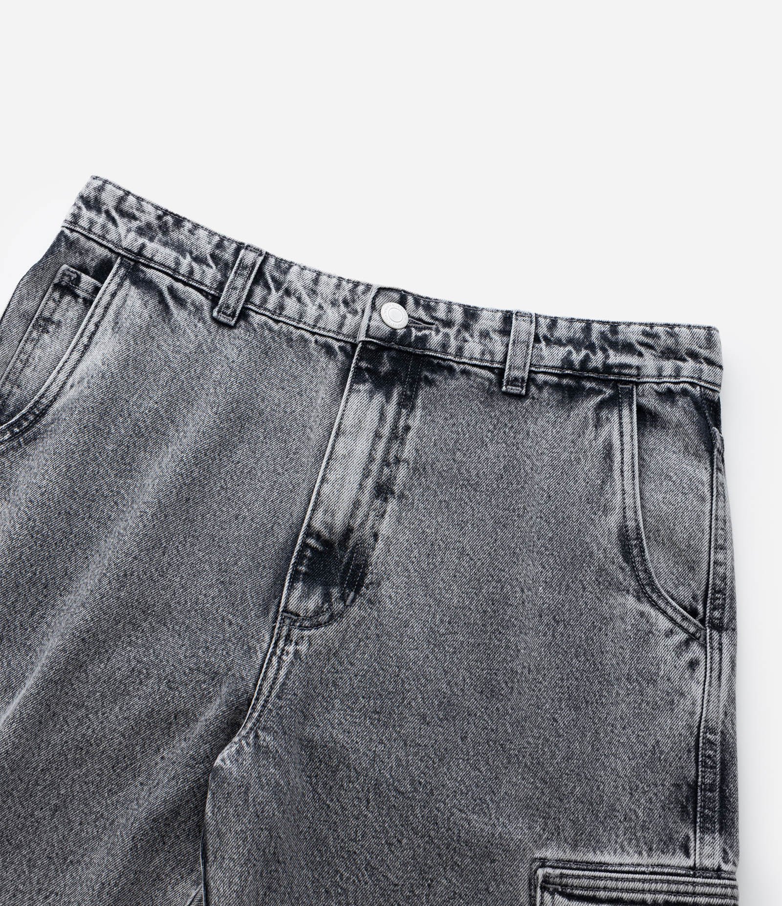 Calça Jeans Baggy com Bolsos Cargo Cinza 8