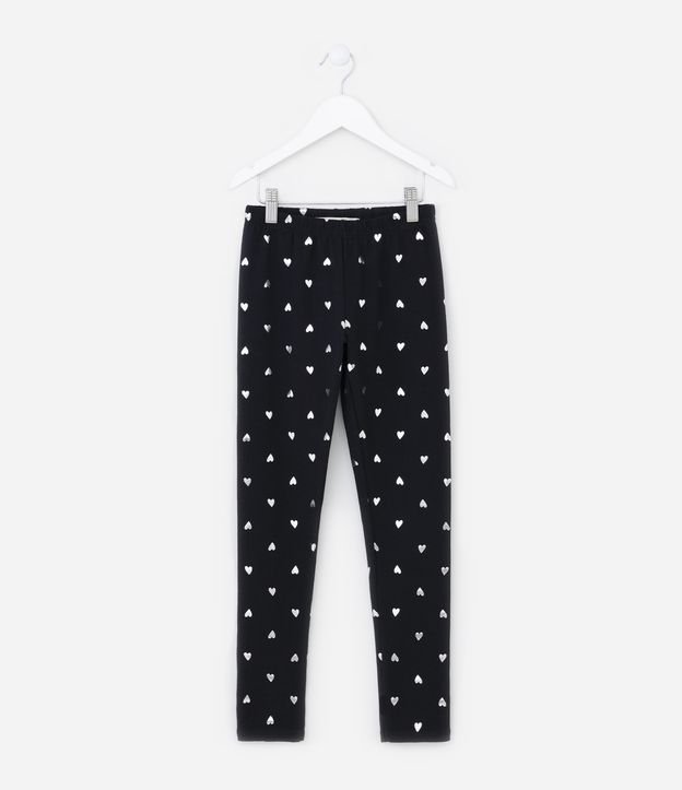 Calça Legging Infantil com Estampa de Corações - Tam 5 a 14 Anos