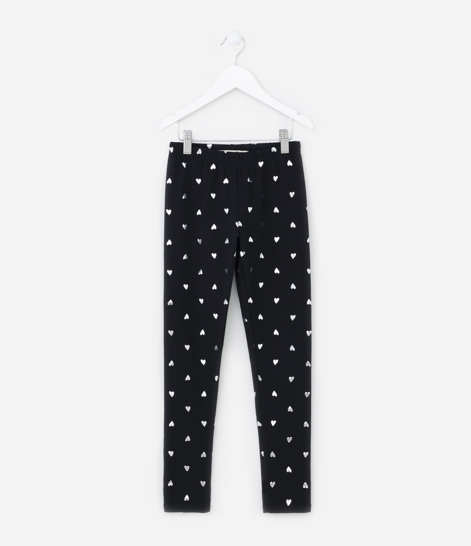 Calça Legging Infantil com Estampa de Corações - Tam 5 a 14 Anos Preto 1