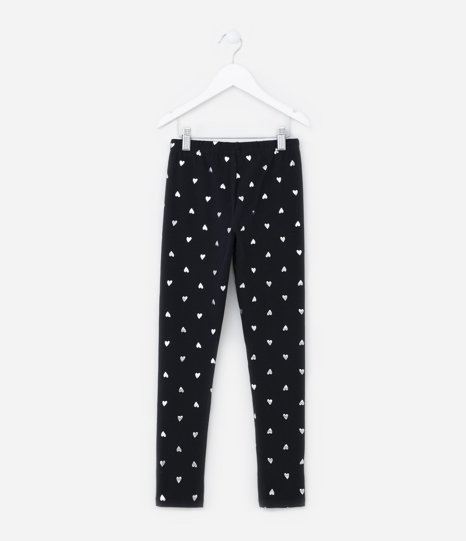 Calça Legging Infantil com Estampa de Corações - Tam 5 a 14 Anos Preto 2
