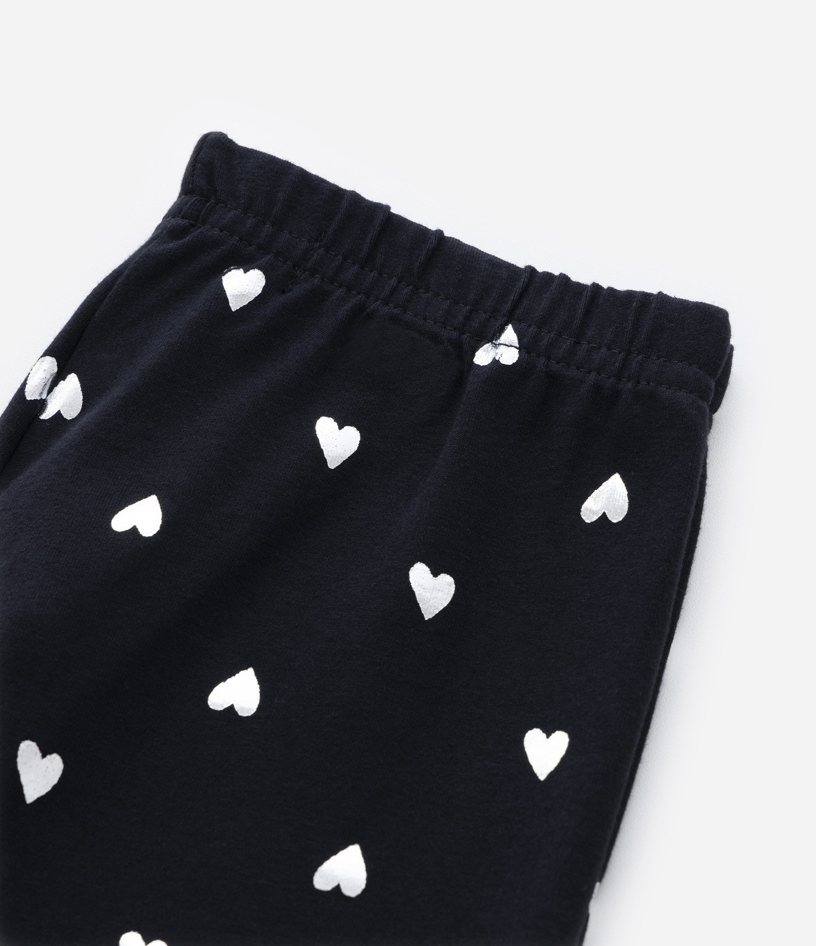 Calça Legging Infantil com Estampa de Corações - Tam 5 a 14 Anos Preto 5