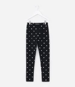 Calça Legging Infantil com Estampa de Corações - Tam 5 a 14 Anos