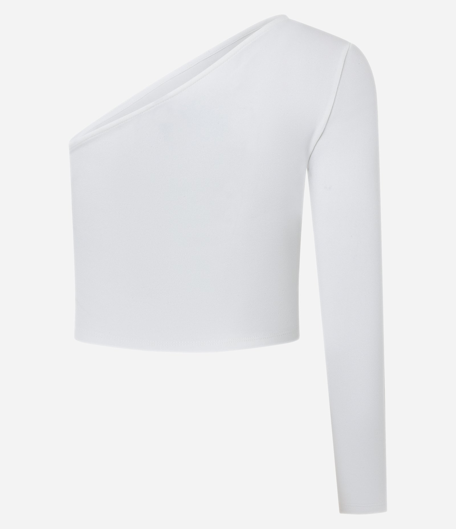 Blusa Cropped em Crepe com Um Ombro Só Branco 6