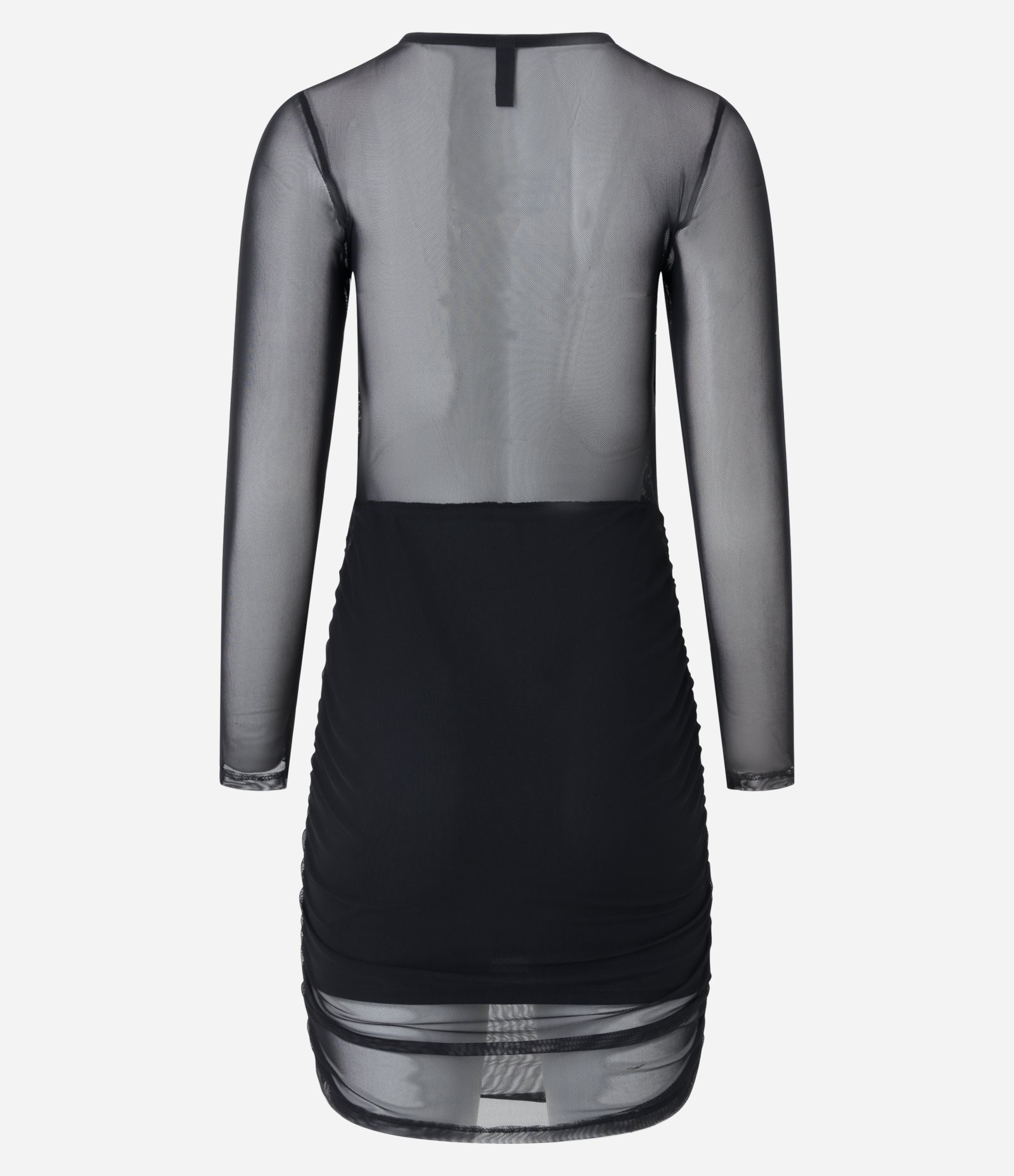 Vestido em Tule com Franzidinho e Transparência Preto 8