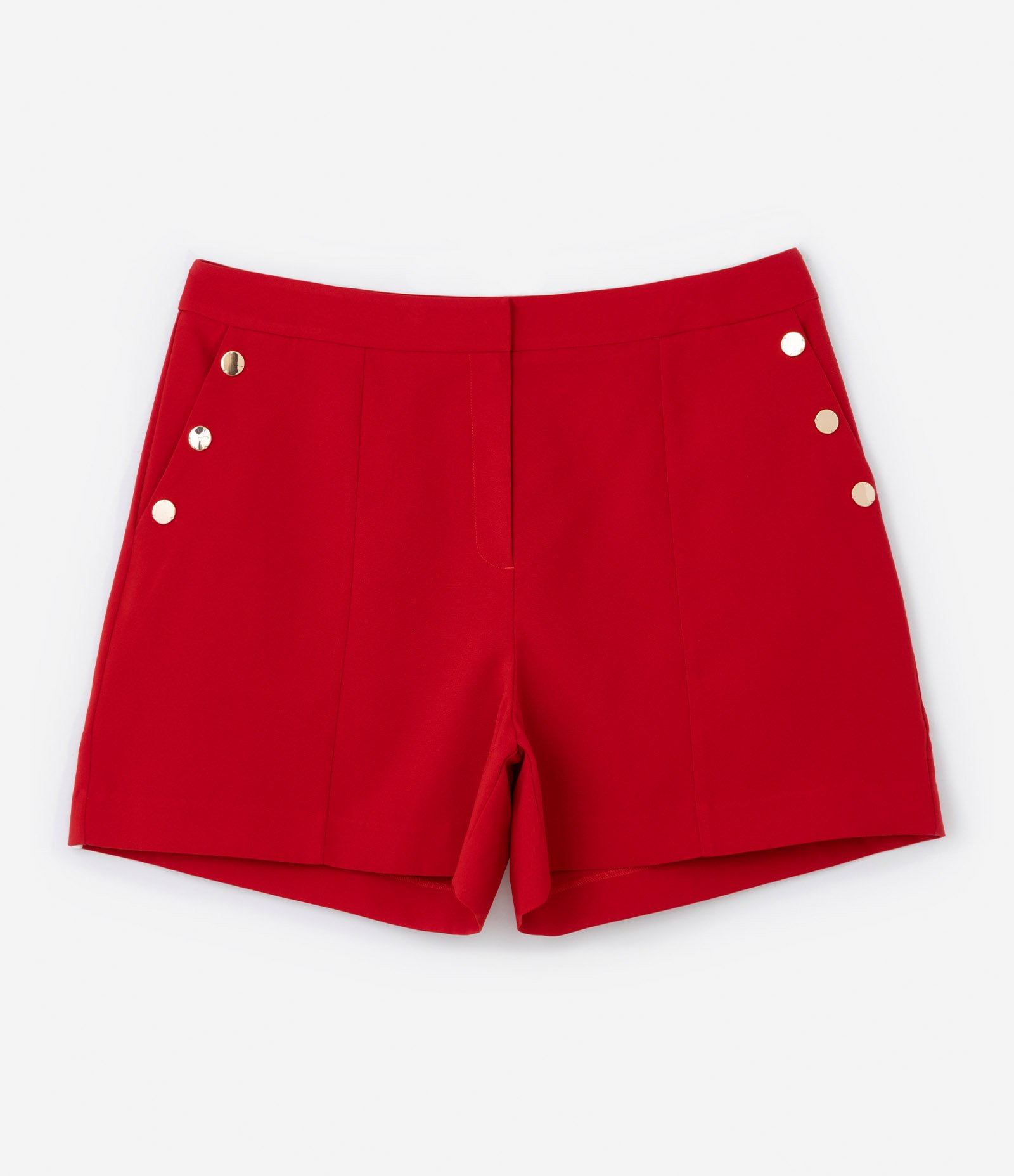 Bermuda em Crepe com Detalhe de Botões nos Bolsos Curve & Plus Size Vermelho 5