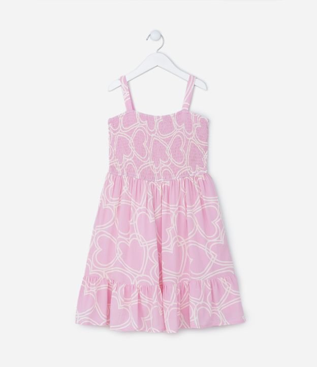 Vestido Infantil com Babado e Estampa Corações - Tam 5 a 14 Anos
