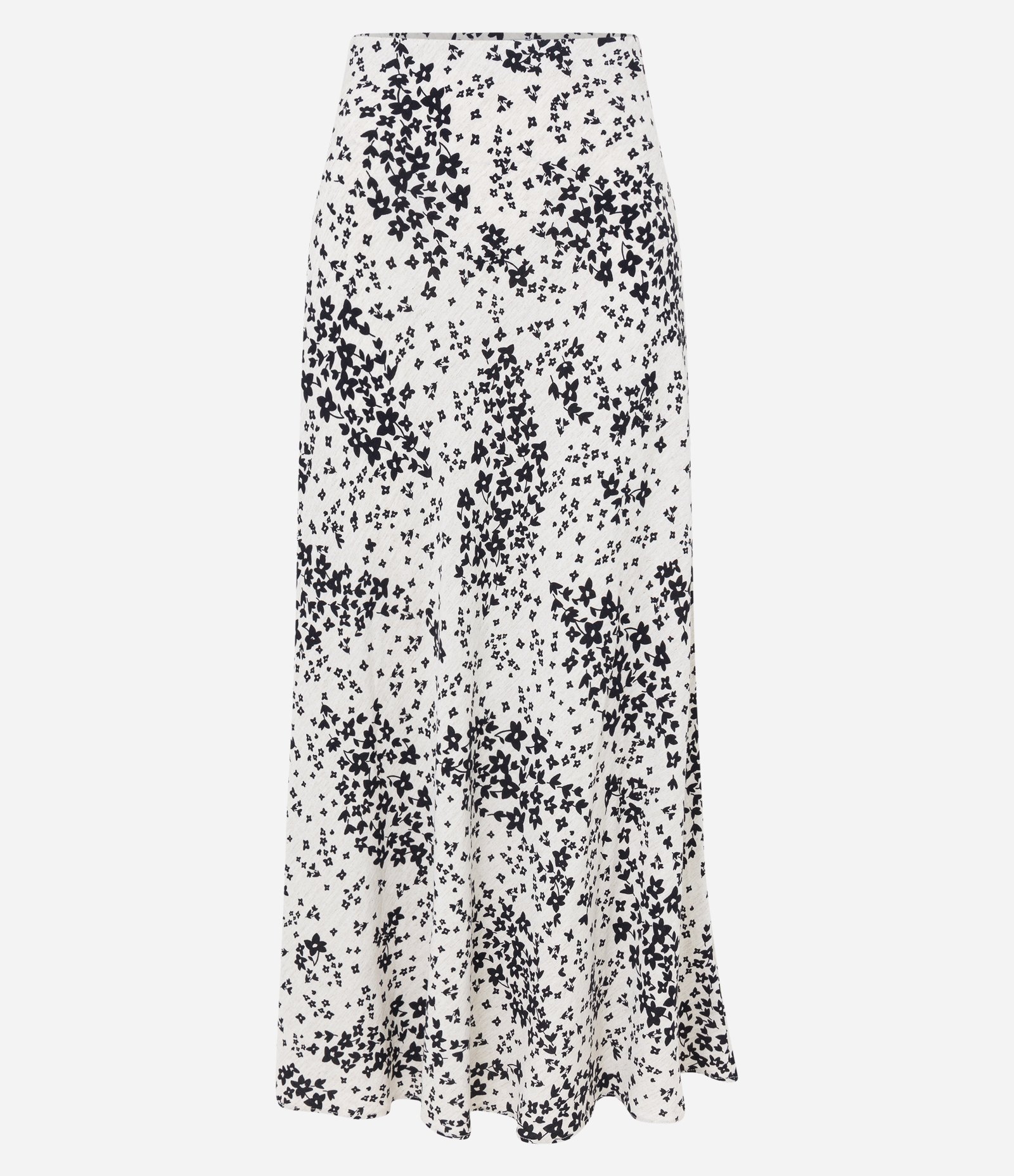 Saia Midi em Viscolinho com Estampa Floral Branco/ Preto 5