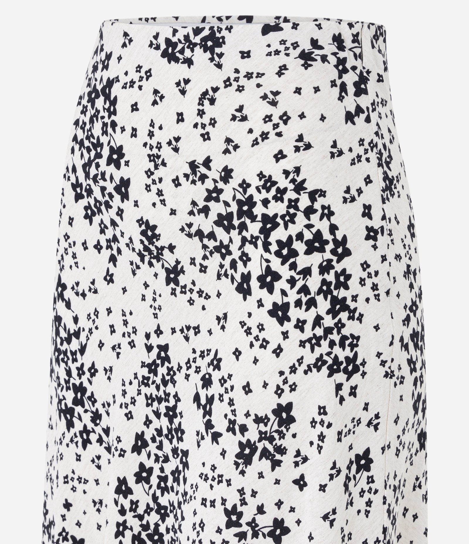Saia Midi em Viscolinho com Estampa Floral Branco/ Preto 6