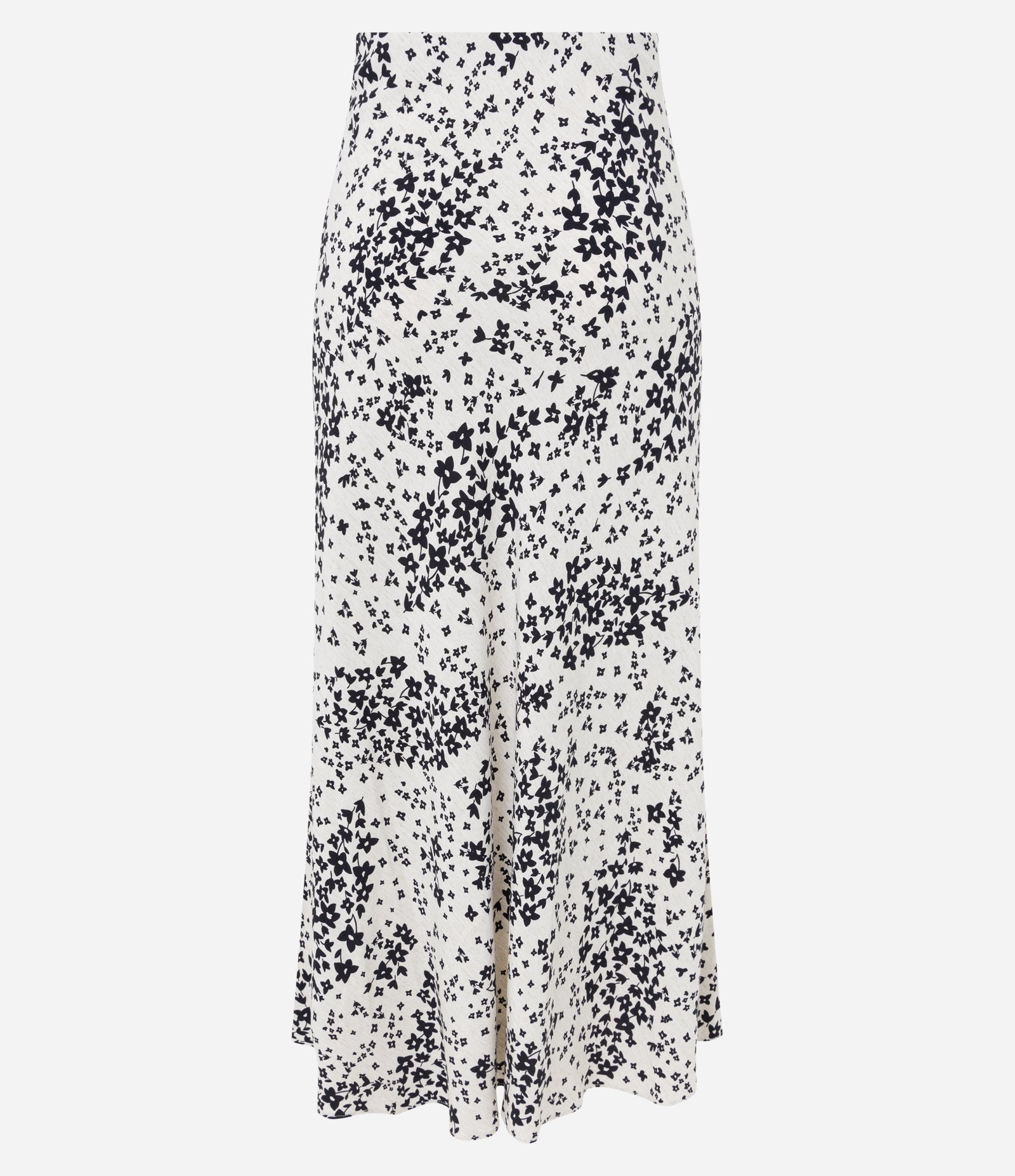 Saia Midi em Viscolinho com Estampa Floral Branco/ Preto 7