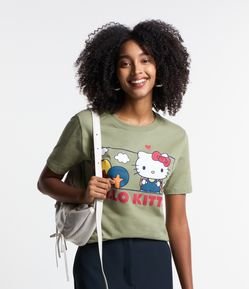 Camiseta em Algodão Estampa Hello Kitty de Mochila