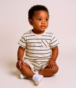 Conjunto Infantil com Estampa Listrada - Tam 0 a 18 meses
