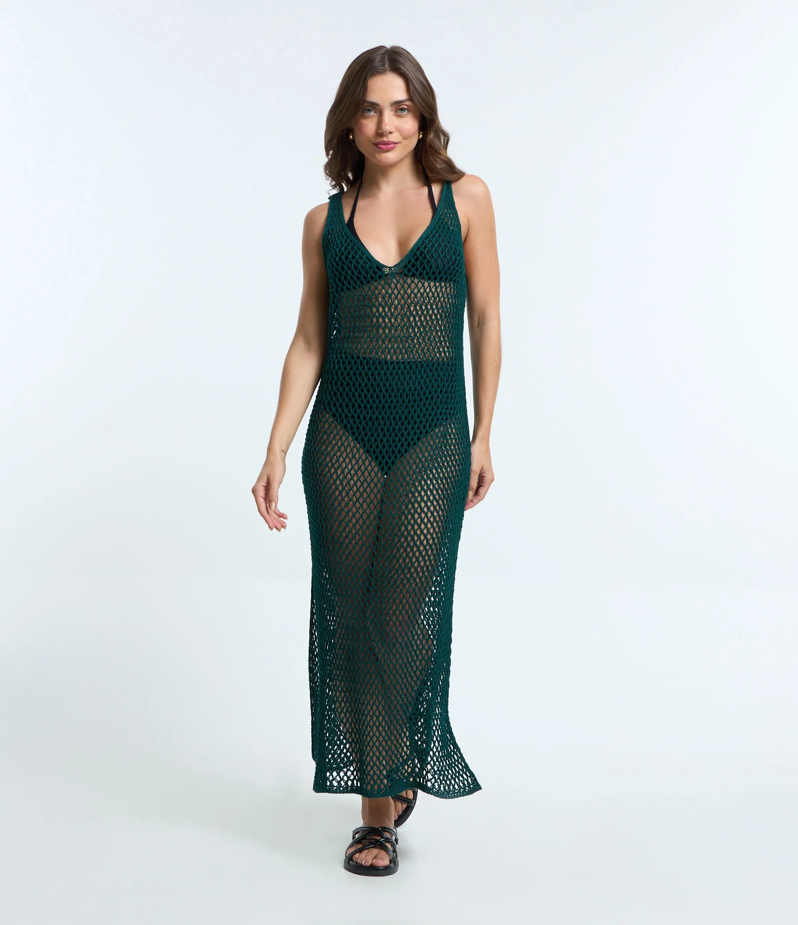 Saída de Praia Vestido em Crochê Verde 1