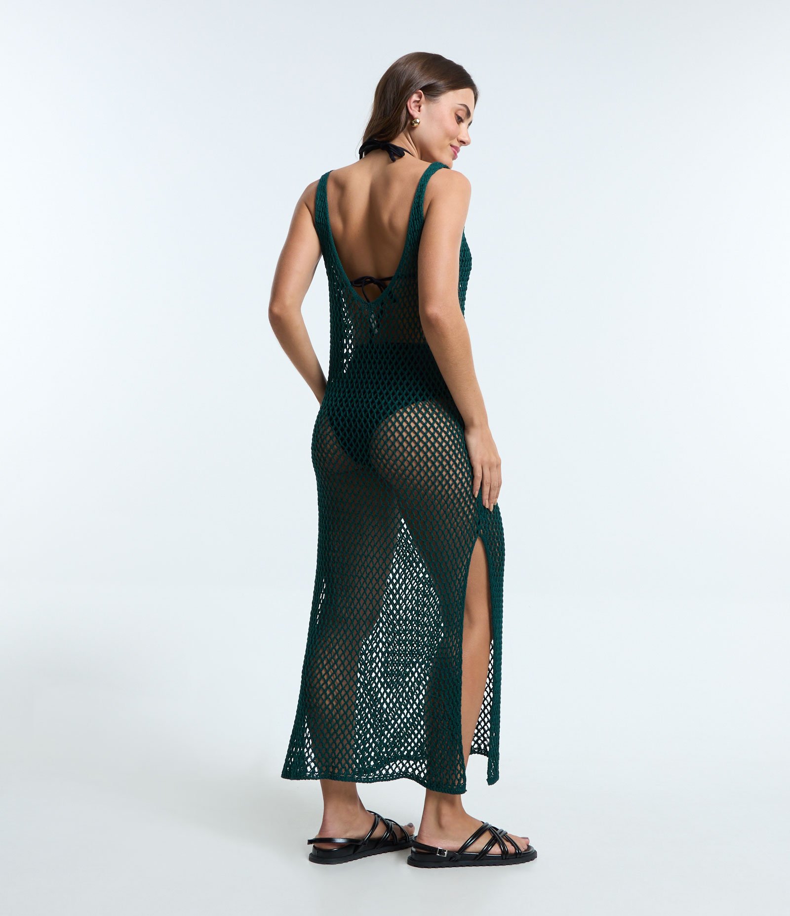 Saída de Praia Vestido em Crochê Verde 2