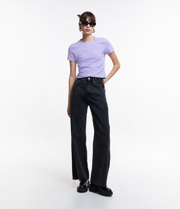 Blusa em Algodão com Textura e Manga Curta