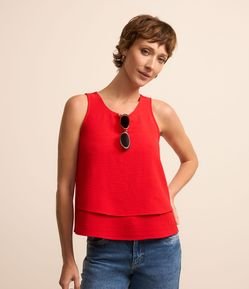 Blusa sem Manga em Airflow com Texturas e Camada na Barra