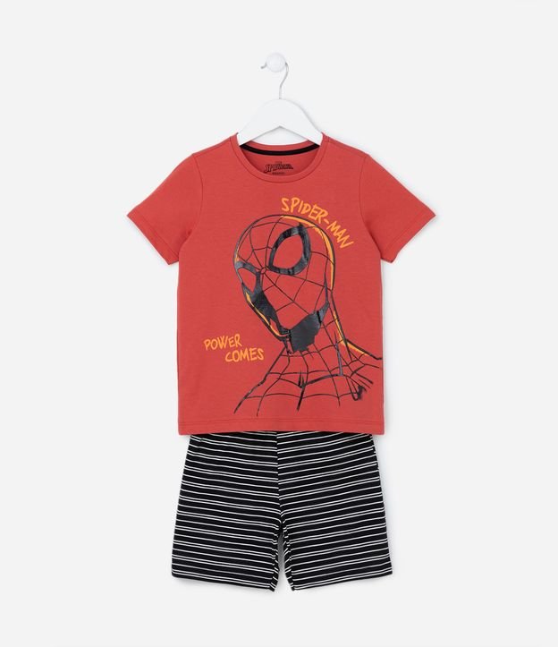 Pijama Infantil Curto em Algodão Estampa Homem Aranha - Tam 3 a 10 anos