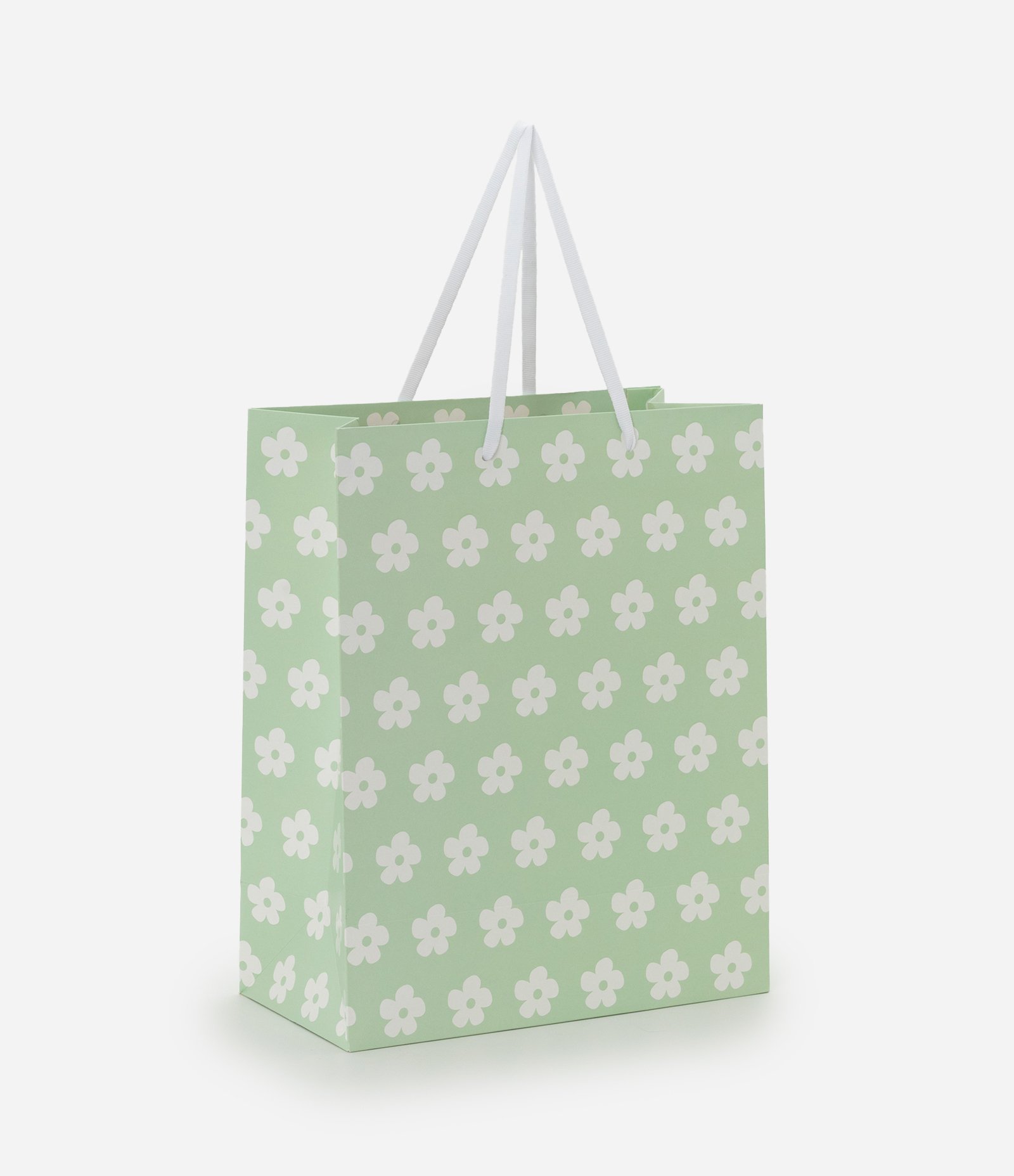 Embalagem de Presente Média com Estampa de Florzinhas Verde 4