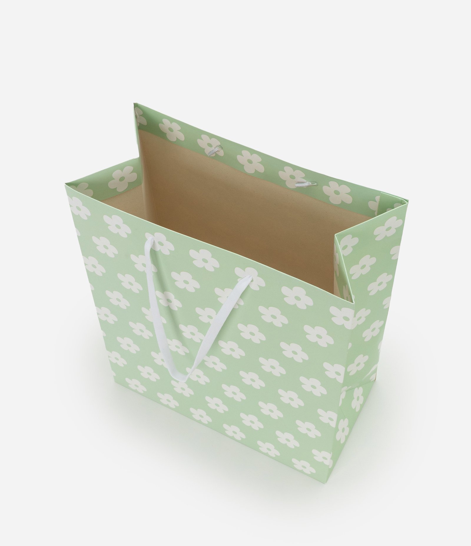 Embalagem de Presente Média com Estampa de Florzinhas Verde 6