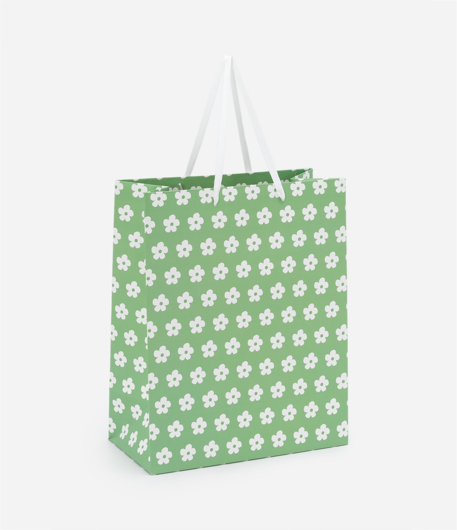 Embalagem de Presente Média com Estampa de Florzinhas Verde 1