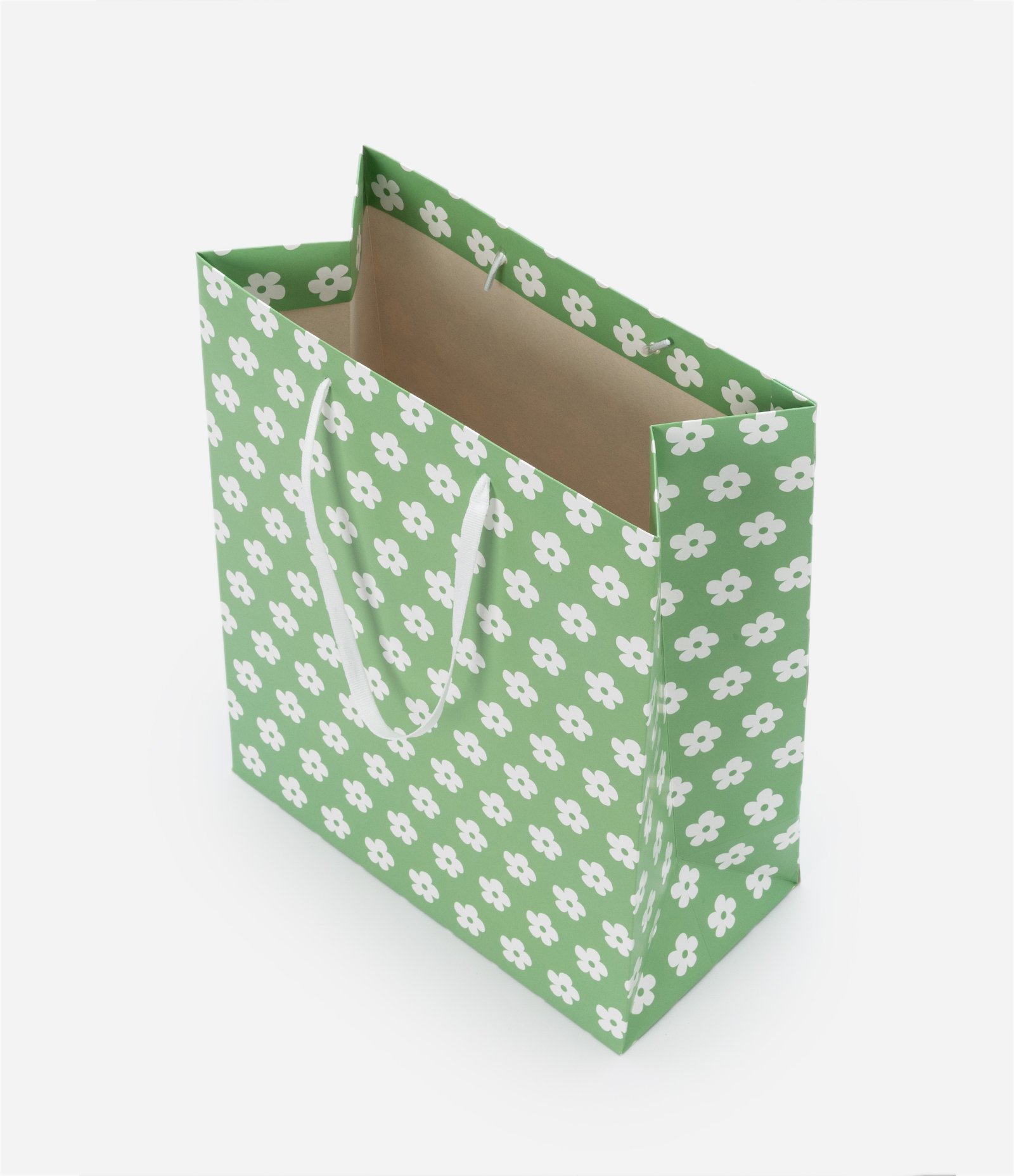 Embalagem de Presente Média com Estampa de Florzinhas Verde 2