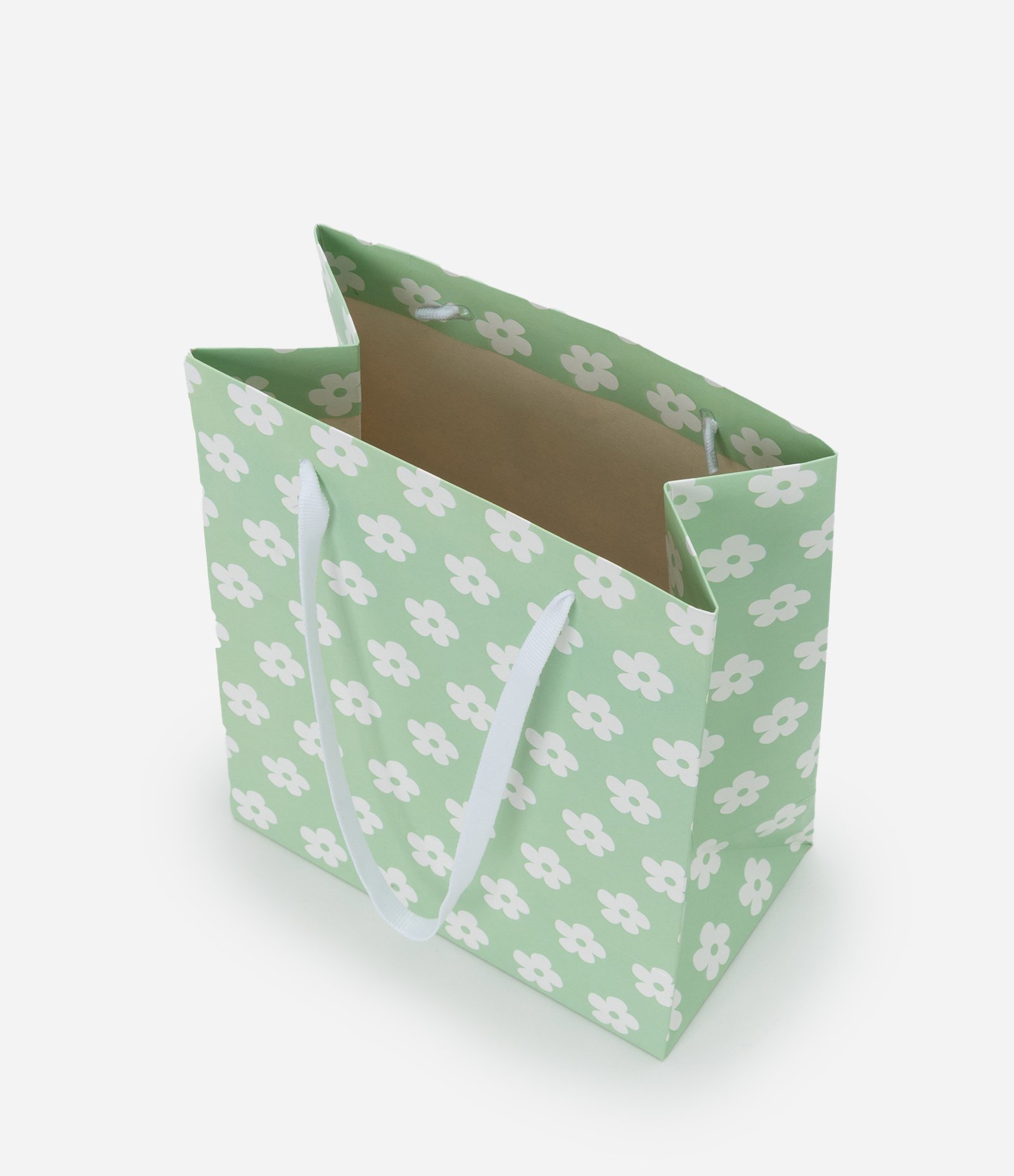 Embalagem de Presente Pequena com Estampa de Flores Verde 3