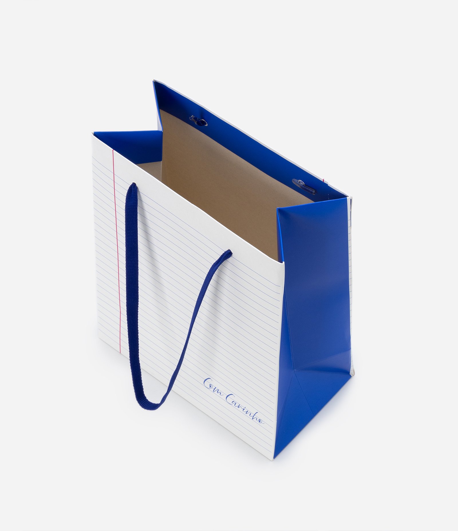 Embalagem de Presente Pequena com Estampa Listrada e Lettering Azul 2