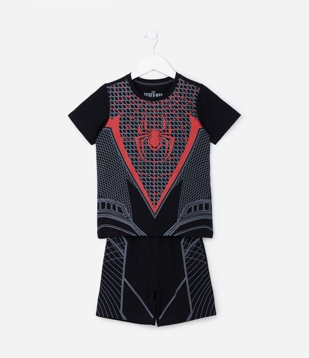 Pijama Infantil com Estampa do Homem Aranha Miles Morales - Tam 3 a 10 anos