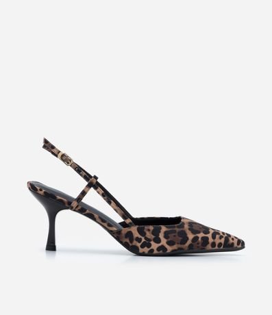Sapato Scarpin Slingback com Estampa Animal Print Sapato Scarpin Slingback com Estampa Animal Print