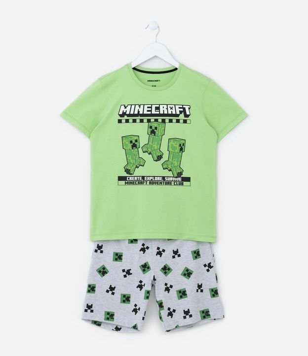 Pijama Curto Infantil com Estampa Minecraft - Tam 05 ao 14 Anos