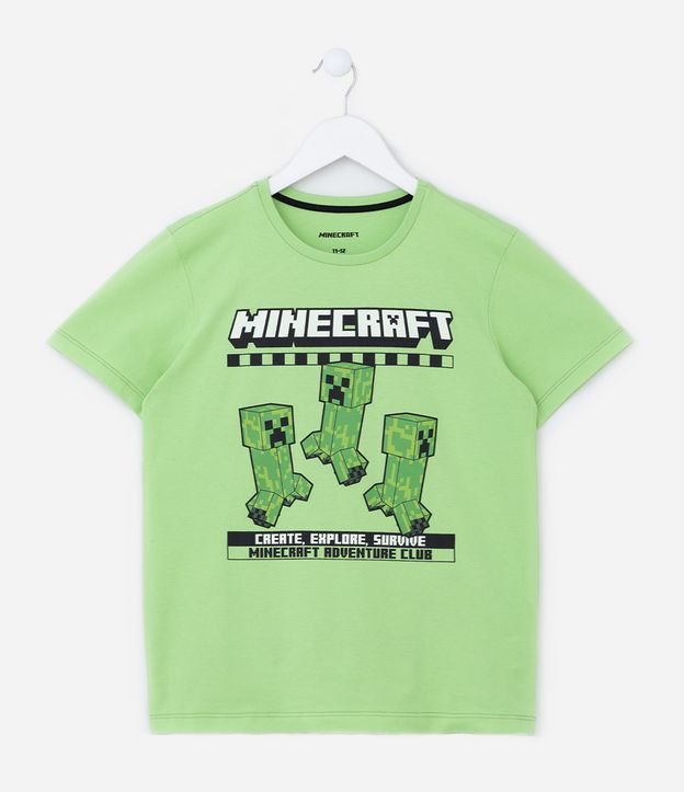 Pijama Curto Infantil com Estampa Minecraft - Tam 05 ao 14 Anos