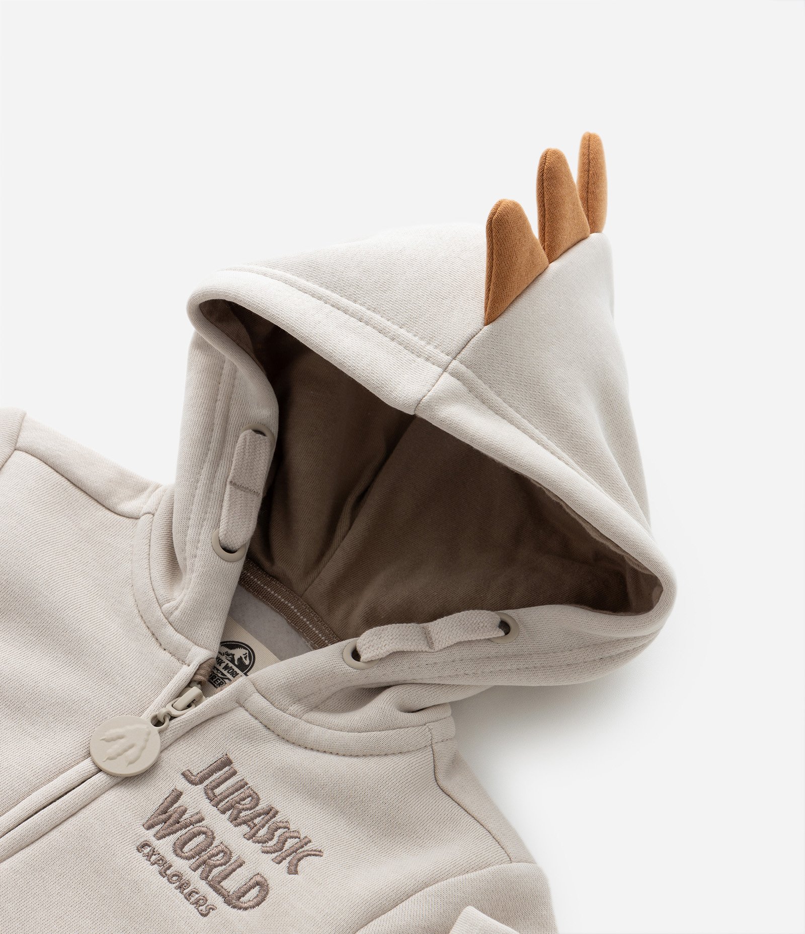 Jaqueta Infantil Quentinha com Cristas e Bordado Jurassic World - Tam 1 a 5 anos Bege 4