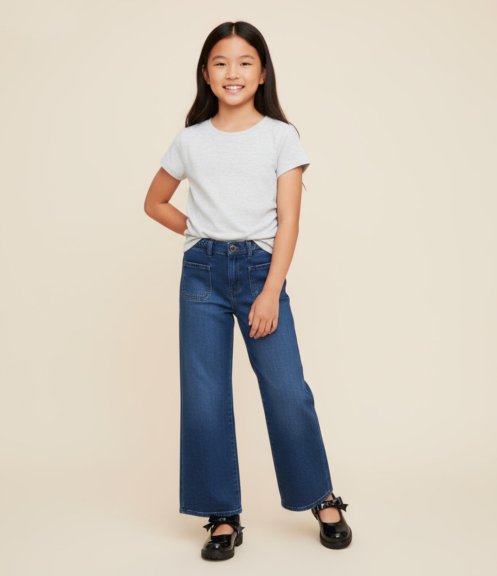 Calça Reta Infantil em Jeans com Cós Trançado - Tam 5 a 14 Anos Azul 1
