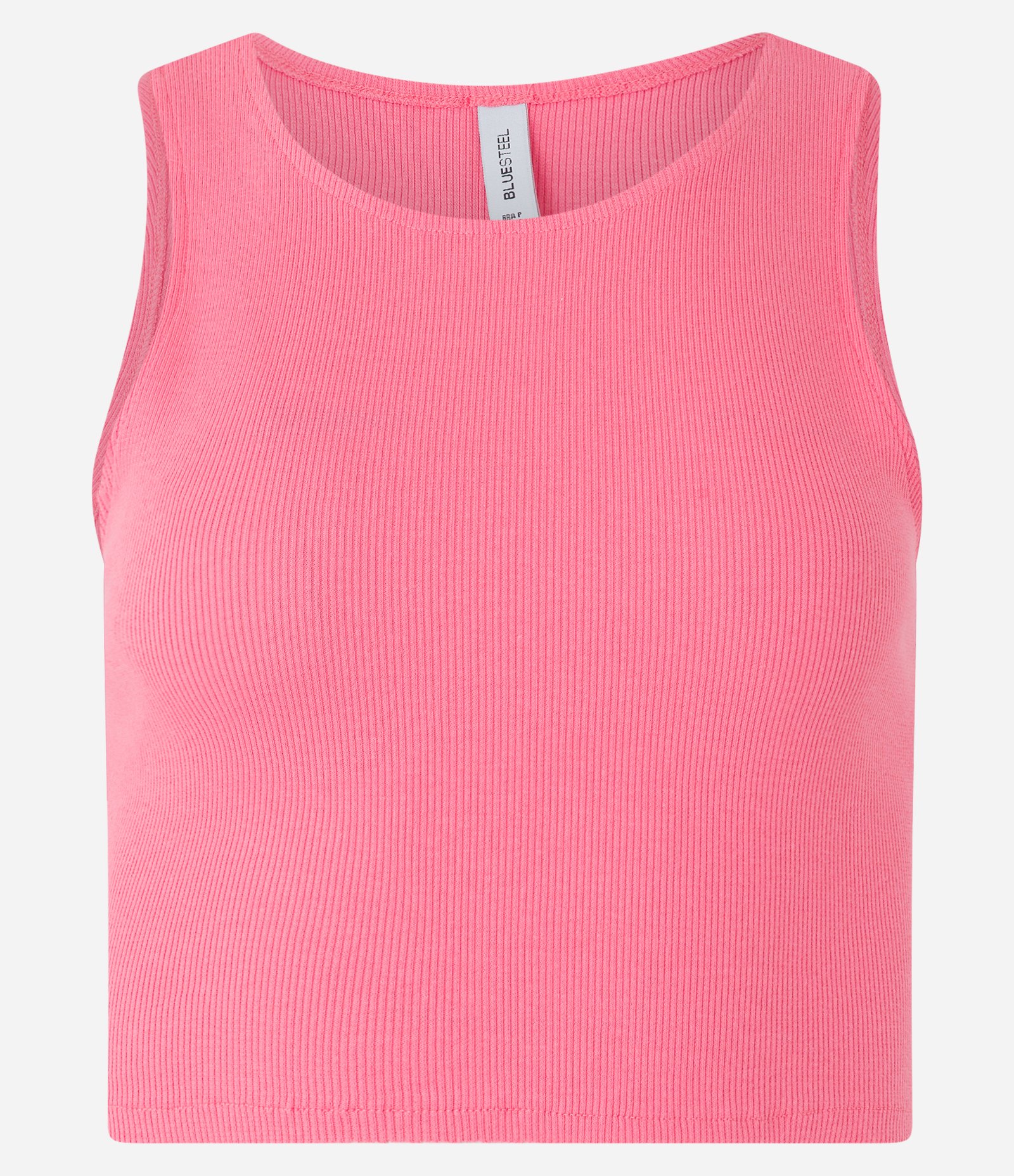 Blusa Cropped sem Manga em Algodão com Textura Canelada Rosa Confetti 5