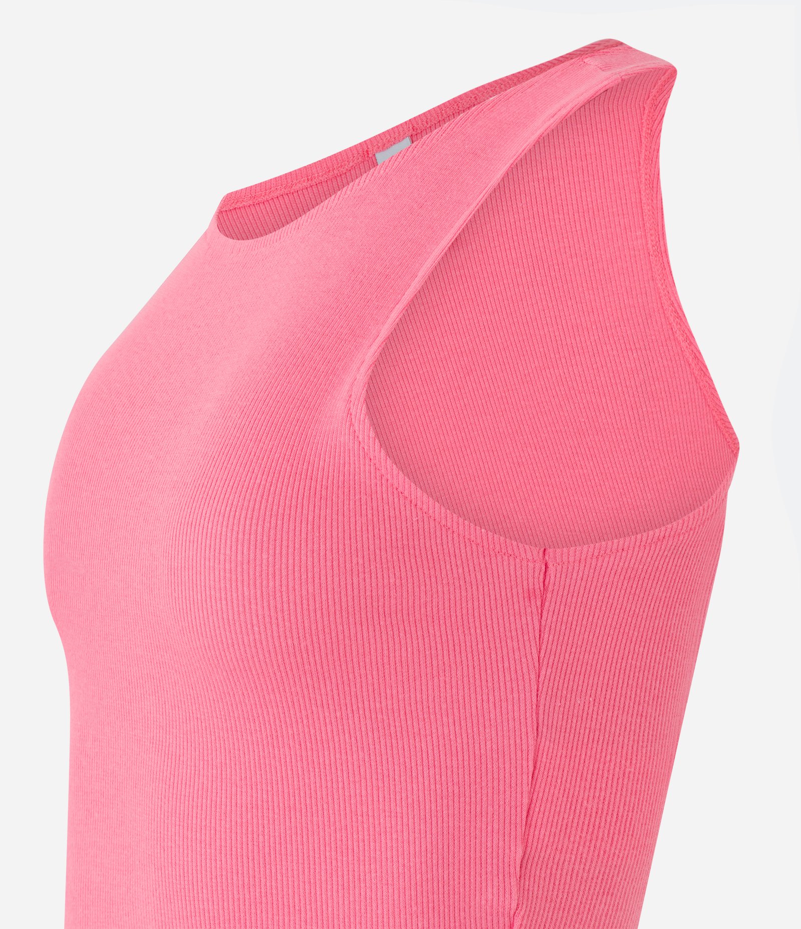 Blusa Cropped sem Manga em Algodão com Textura Canelada Rosa Confetti 6