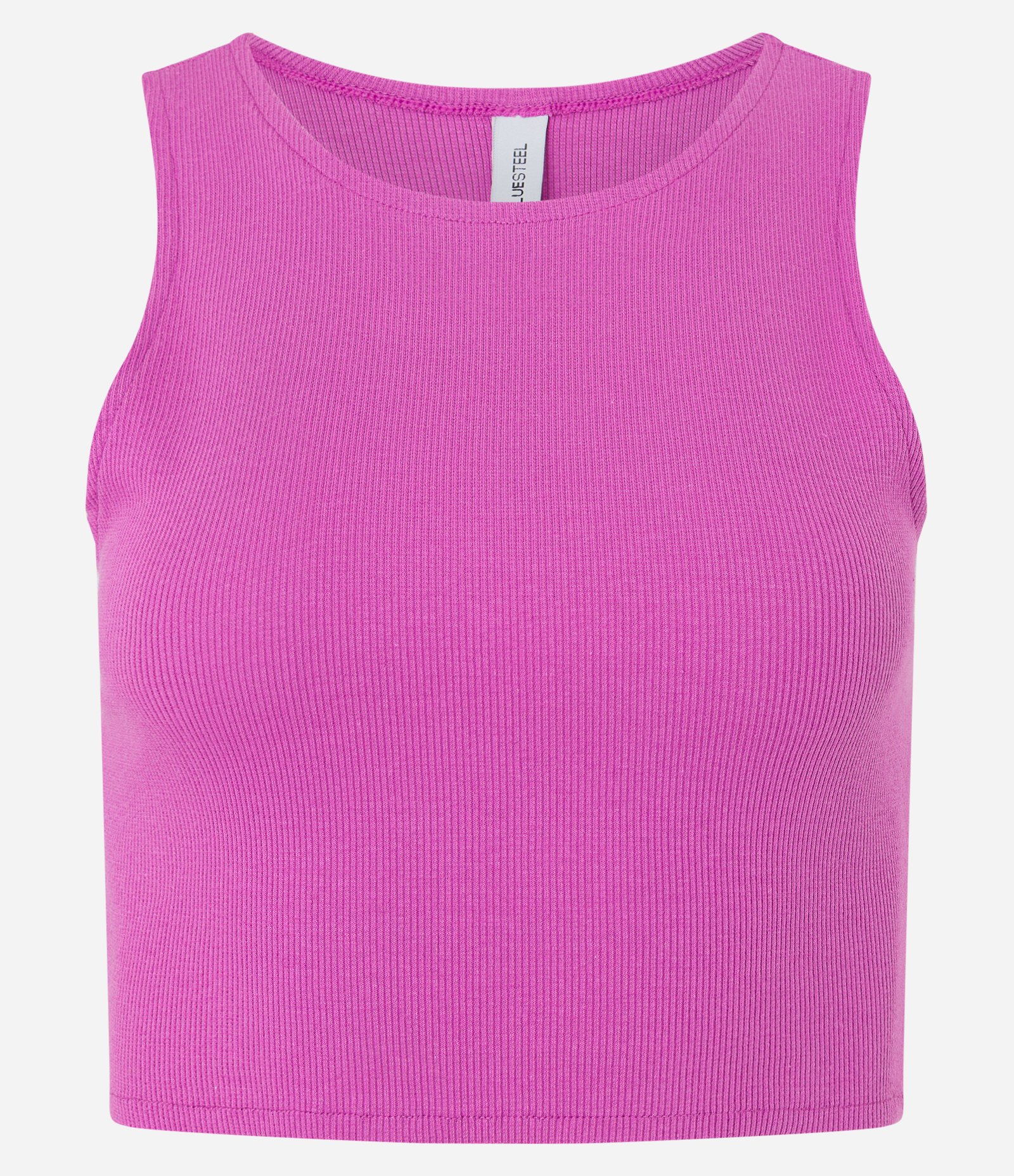 Blusa Cropped sem Manga em Algodão com Textura Canelada Rosa 5