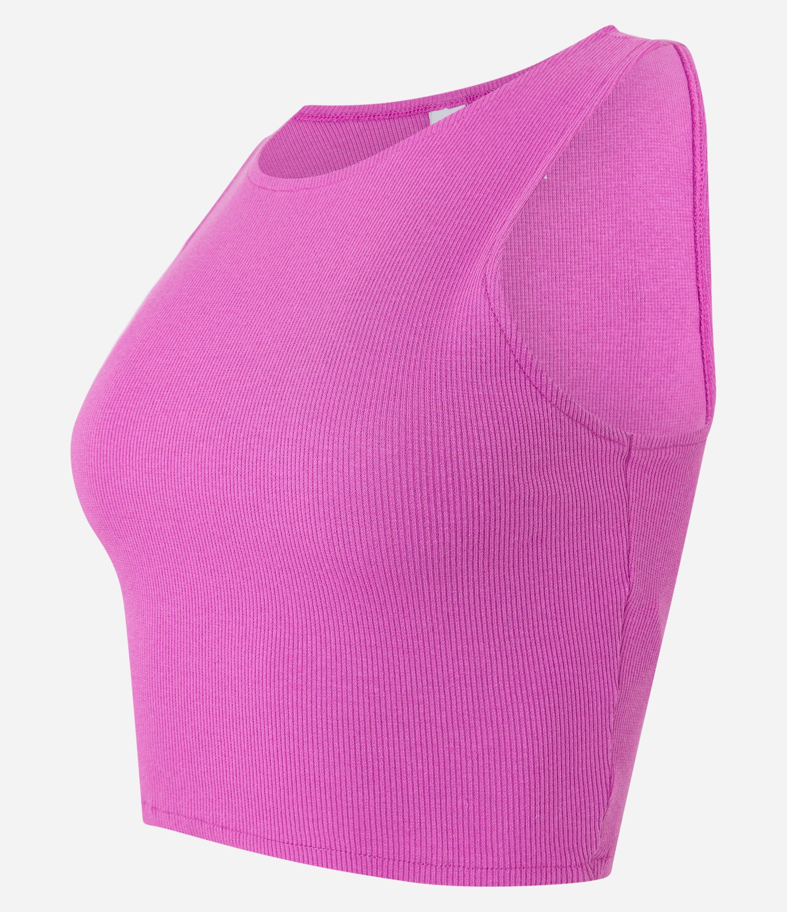 Blusa Cropped sem Manga em Algodão com Textura Canelada Rosa 6