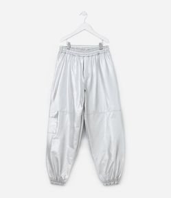 Calça Cargo Infantil em Bengaline Metalizada - Tam 5 A 14 Anos