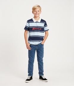 Calça Comfort Infantil em Jeans Marmorizado - Tam 5 a 14 anos