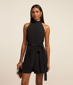 Macaquinho em Crepe com Amarração na Cintura