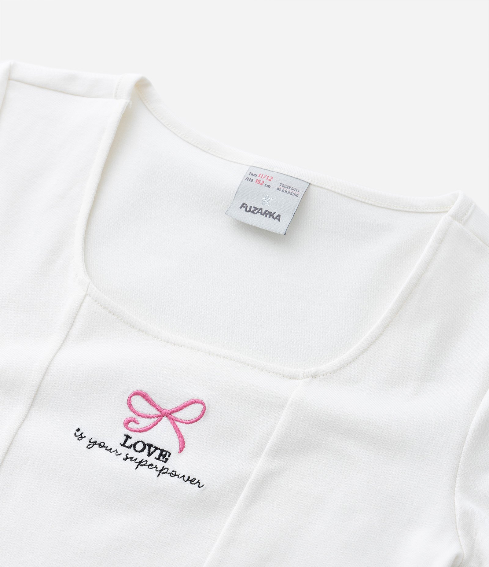 Blusa Cropped Infantil com Bordado de Lacinho - Tam 7 a 14 Anos Branco Neve 4