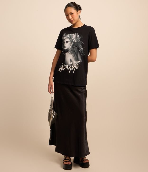 Camiseta em Algodão com Estampa Lady Gaga