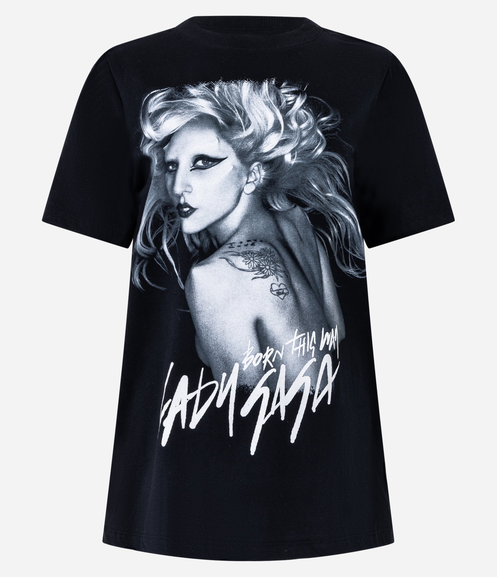 Camiseta em Algodão com Estampa Lady Gaga Preto 3