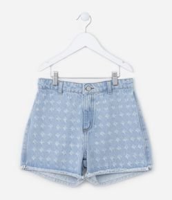 Short Infantil em Jeans com Puídos e Barra a Fio - Tam 5 a 14 Anos