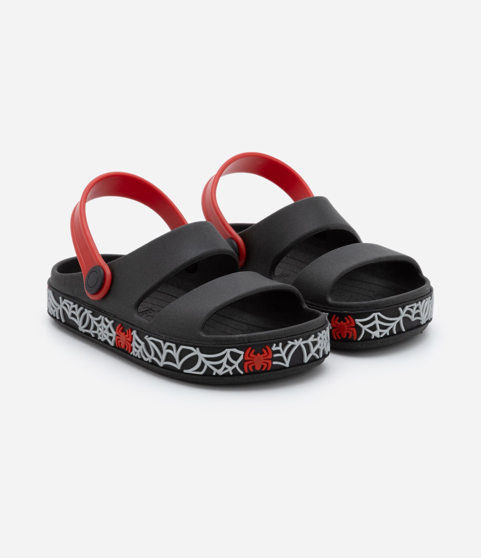 Chinelo Infantil em PVC com Estampa de Aranhas na Sola - Tam 21 ao 28 Preto 1