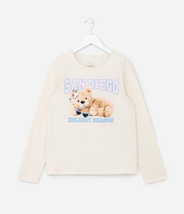 Camiseta Infantil com Estampa San Diego com Ursinho - Tam 5 a 14 Anos
