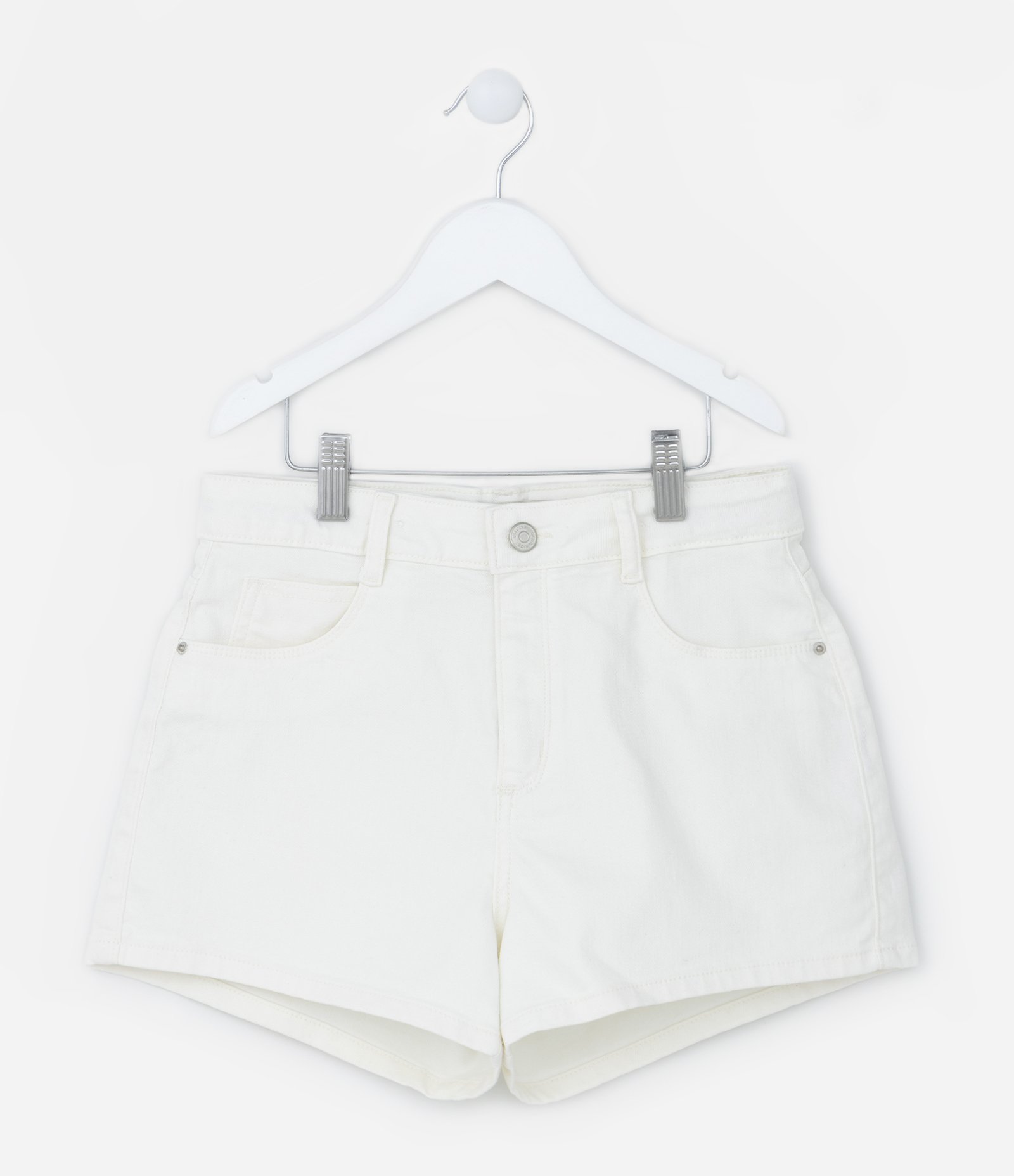 Short Infantil em Sarja com Cintura Alta - Tam 5 a 14 Anos Branco Neve 1