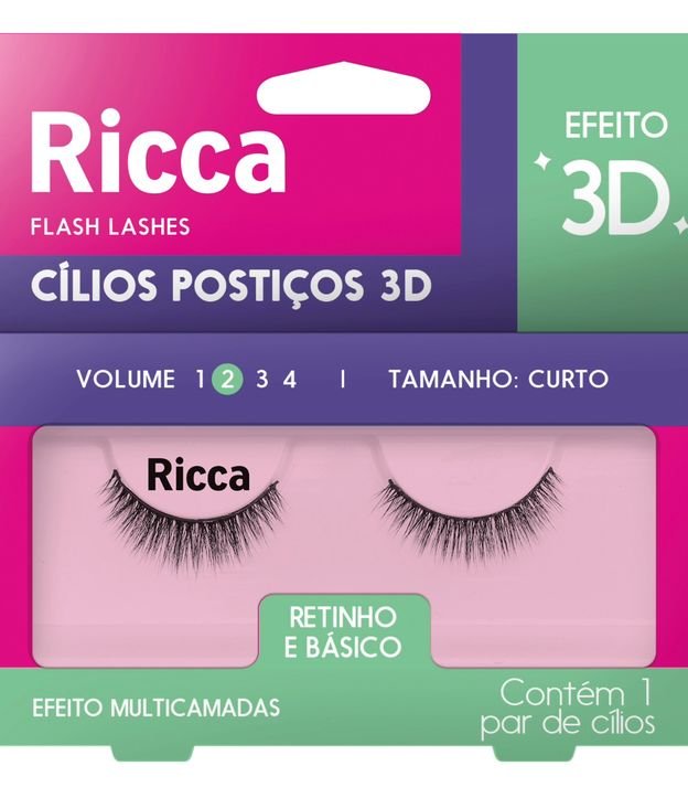 Cilios Postiços 3D Ricca Vol 02 Curto 401