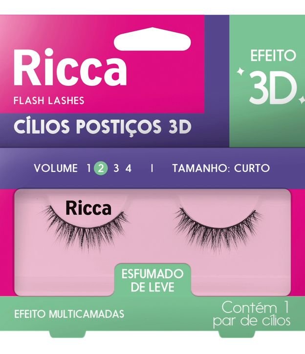 Cilios Postiços 3D Ricca Vol 02 Curto 401