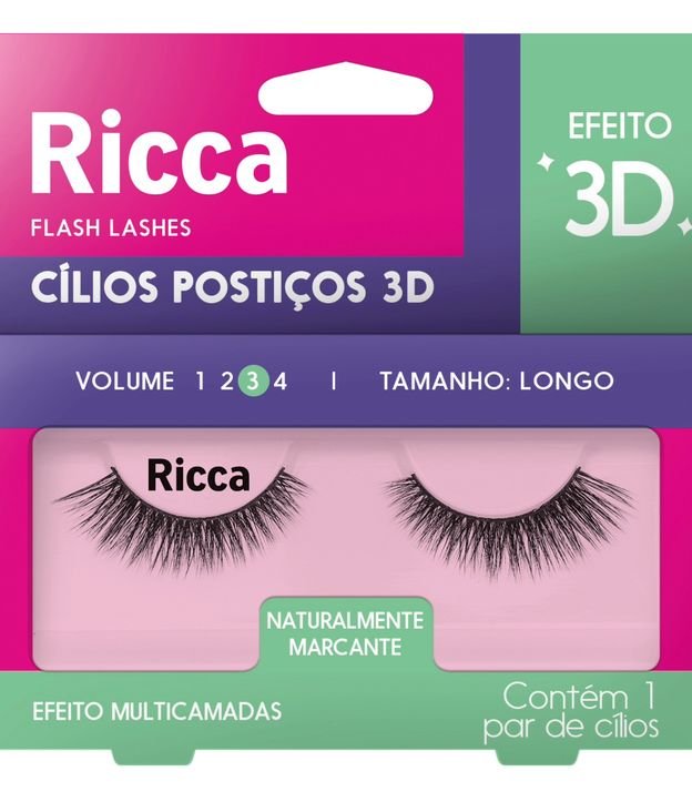 Cilios Postiços 3D Ricca Vol 03 Médio 406