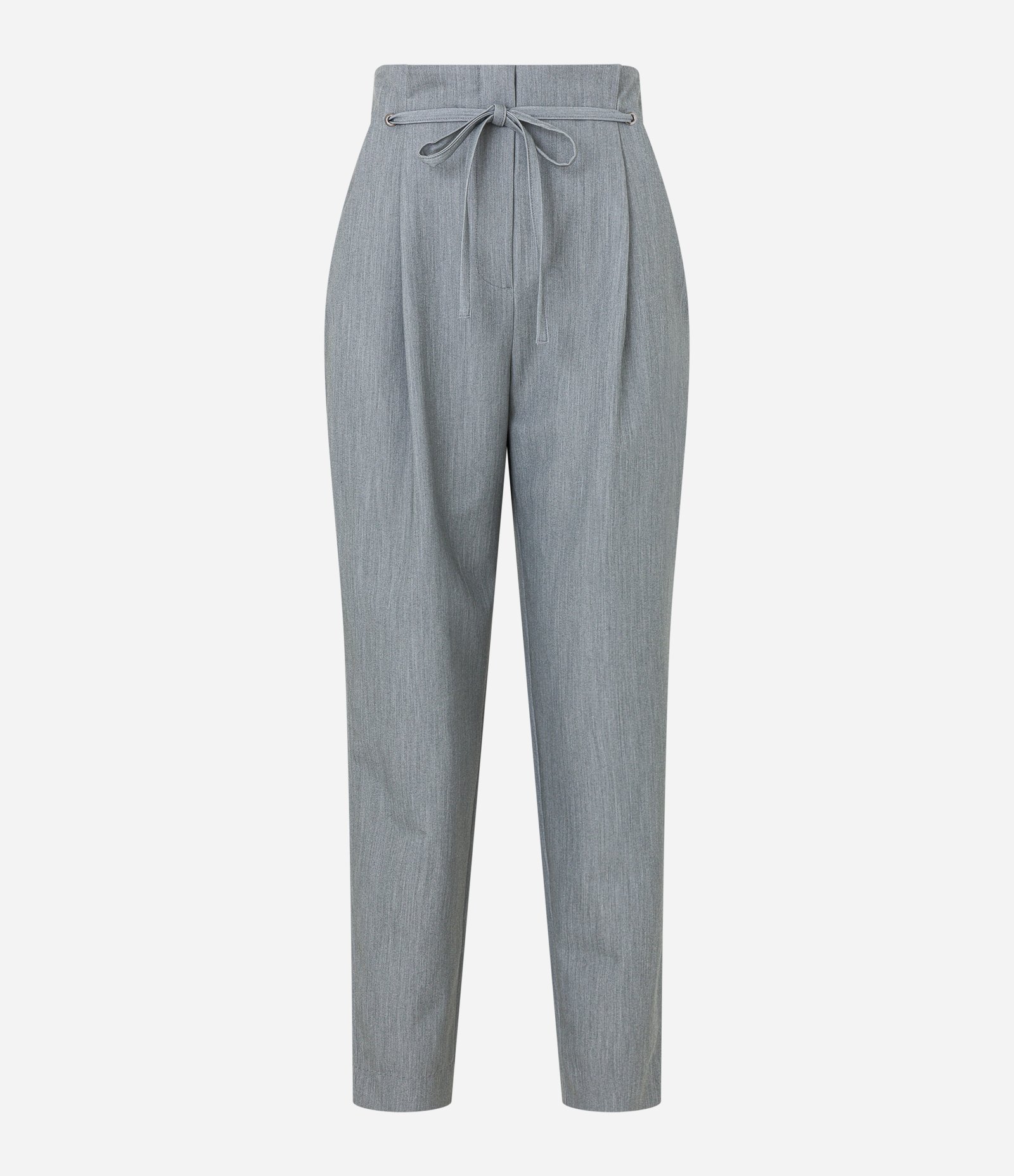 Calça Cenoura Alfaiatada com Amarração no Cós e Pregas Cinza 6